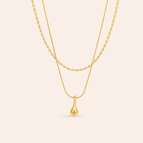 Golden Dewdrop Layered Necklace