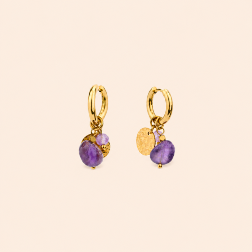 Amethyst Charm Hoops