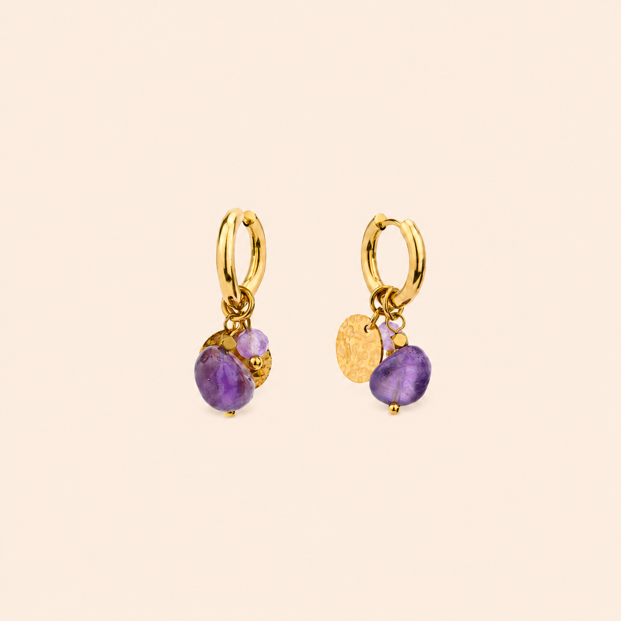 Amethyst Charm Hoops